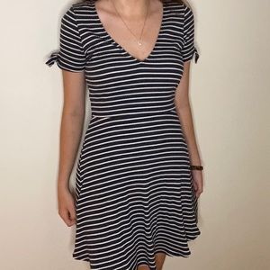 Blue and White Striped Dress